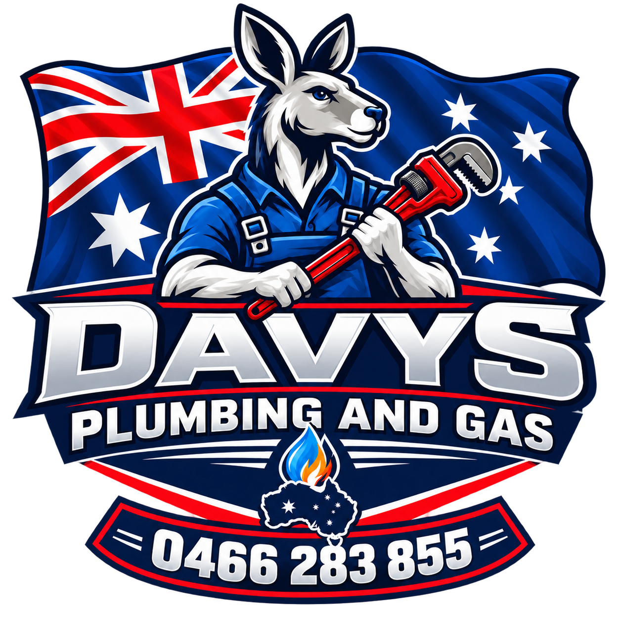 Davys Plumbing and Gas kangaroo logo